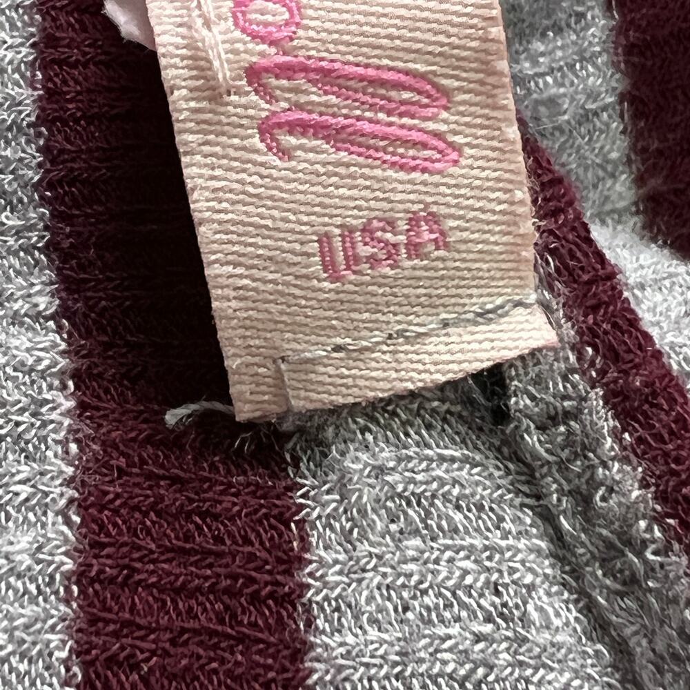 Divine Doll Gray Burgundy Striped Stretch Tank Top No Size Tag, w/ Measurements - Picture 4 of 7
